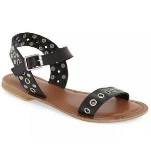 TOPSHOP Black Leather Buckle Sandal EU 40,US 9.